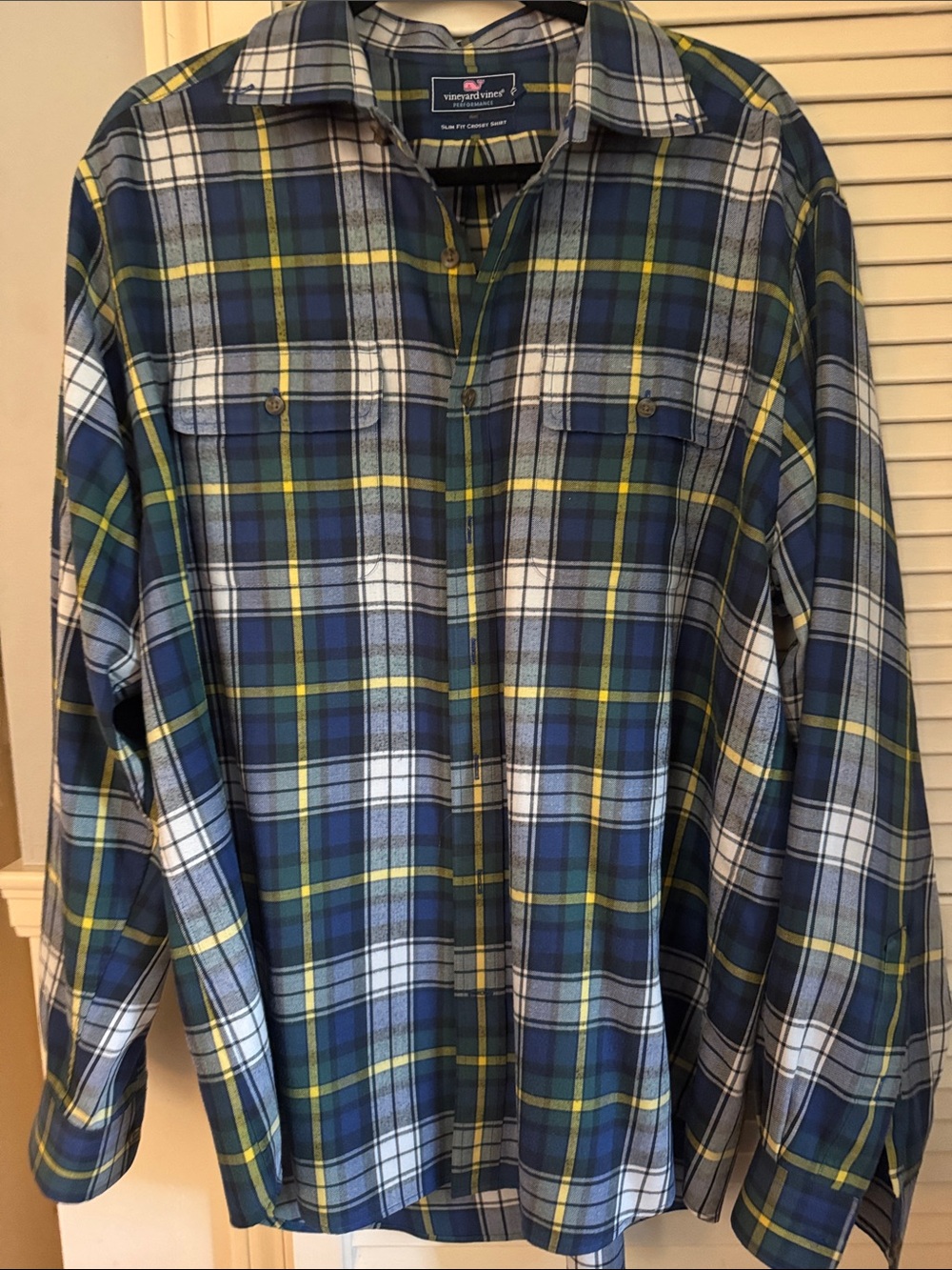 Vineyard Vines Blue, White & Green Plaid Button-Down Shirt